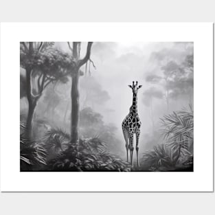 Giraffe Animal Discovery Wild Nature Ink Sketch Style Posters and Art